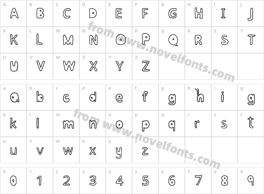 Bubblesfont RegularCharacter Map