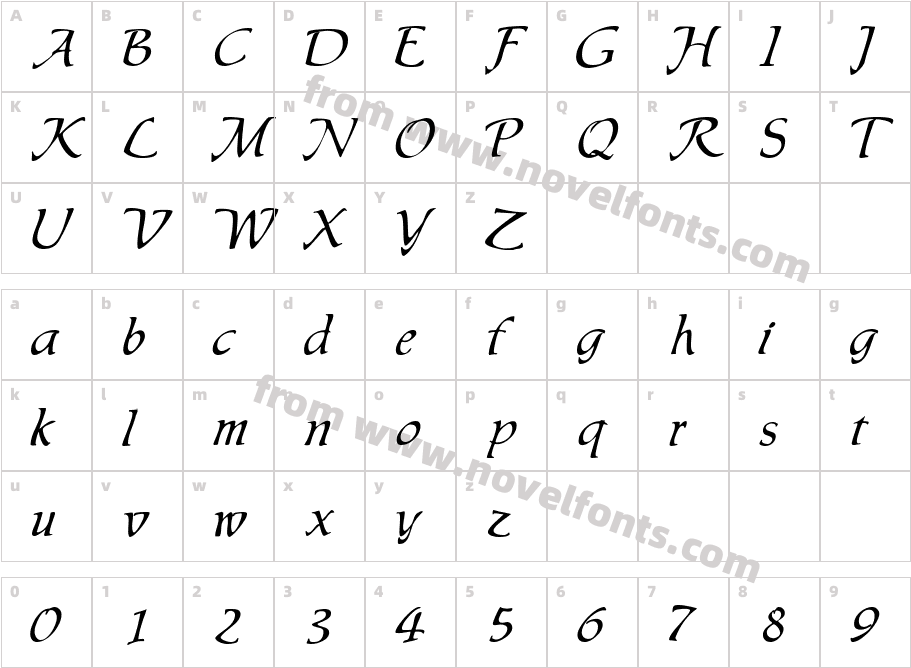 LeisureCaligraphicCharacter Map