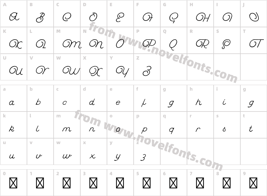 Buffalo Script RegularCharacter Map