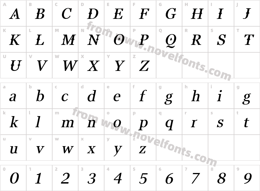 Buitenzorg Bold ItalicCharacter Map