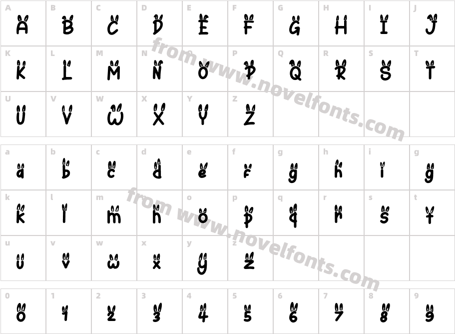 Bunny Hopper Ear RegularCharacter Map