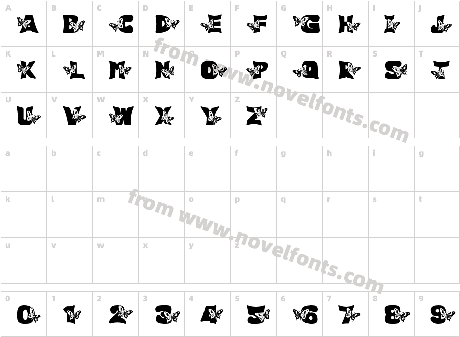 Butterfly Bright Bliss RegularCharacter Map