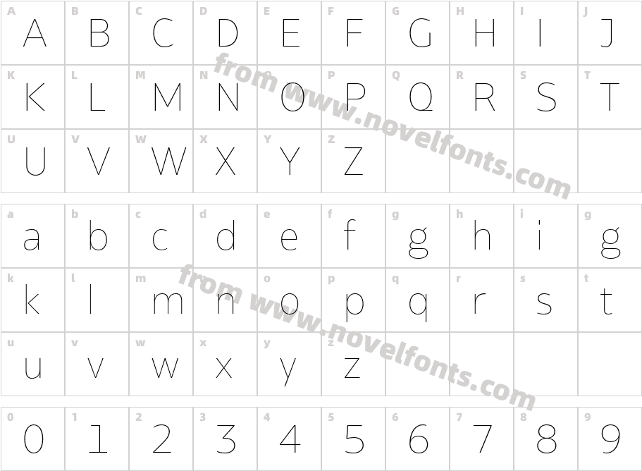 Bw Glenn Sans DEMO HairlineCharacter Map
