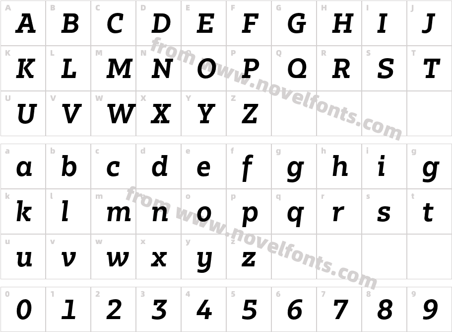 Bw Glenn Slab Bold ItalicCharacter Map