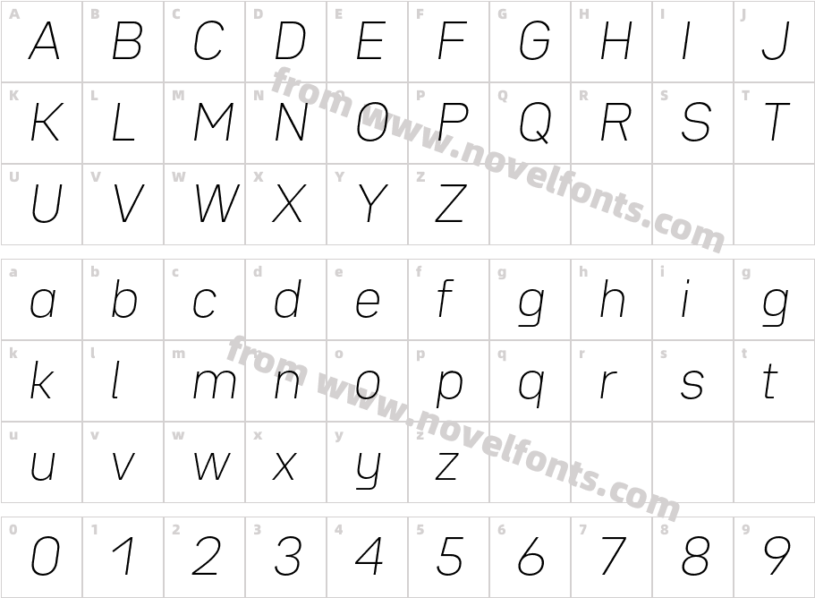 Bw Seido Raw Thin ItalicCharacter Map