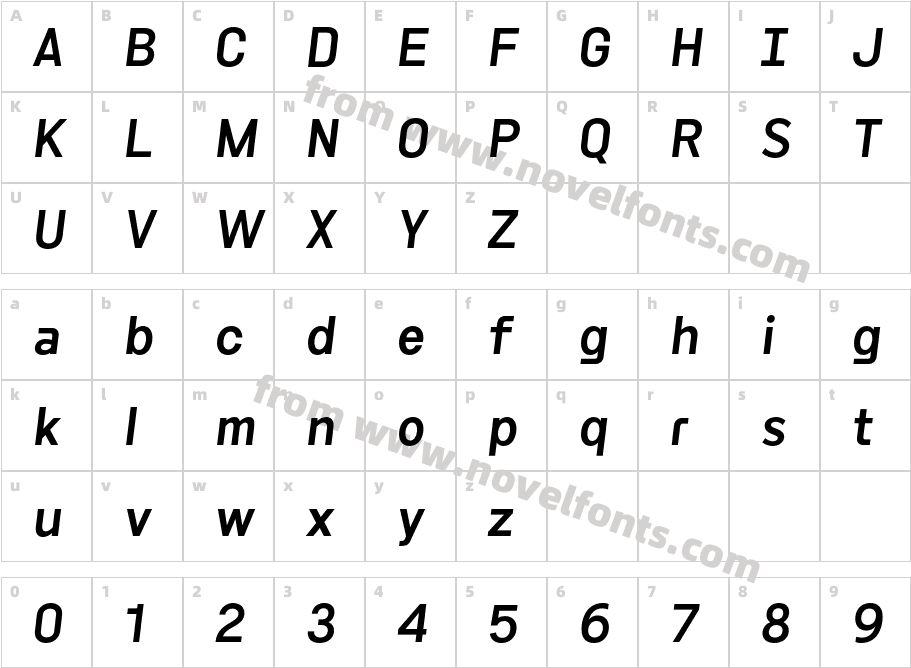 Byotone Semibold ItalicCharacter Map