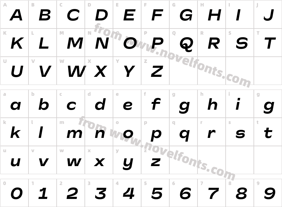 CA Slalom Extended Bold ItalicCharacter Map