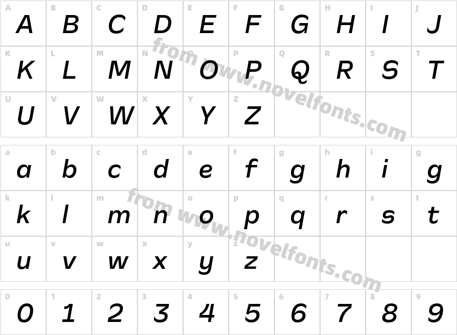 CA Slalom Medium ItalicCharacter Map