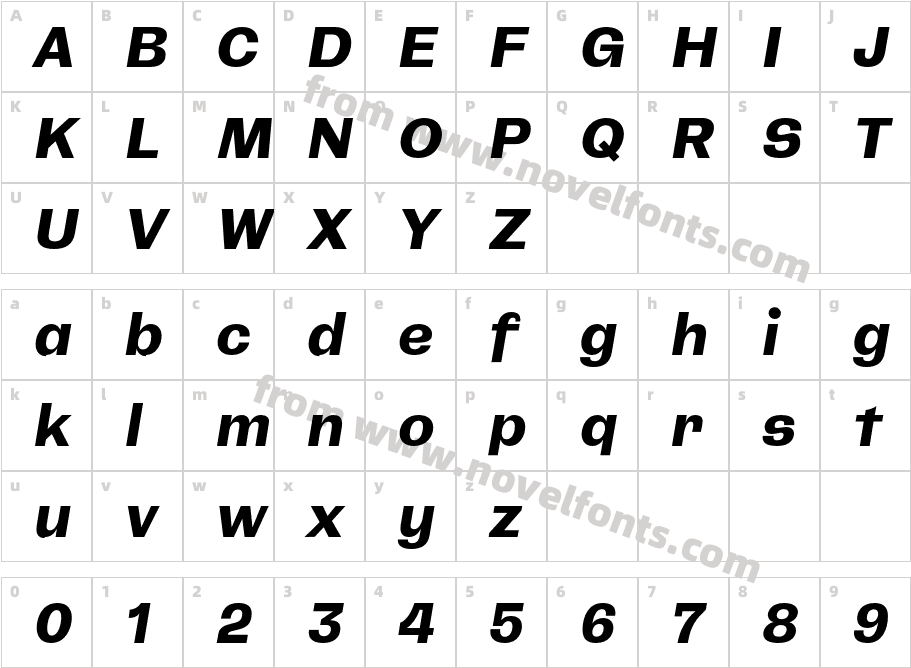 CA Spotnik W05 Extra Bold ItalicCharacter Map