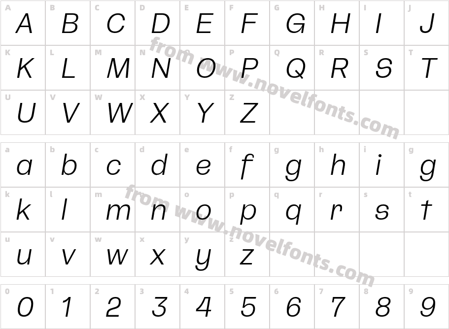 CA Spotnik W05 Light ItalicCharacter Map