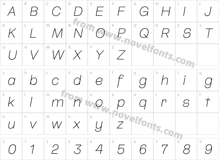 CA Spotnik W05 Thin ItalicCharacter Map