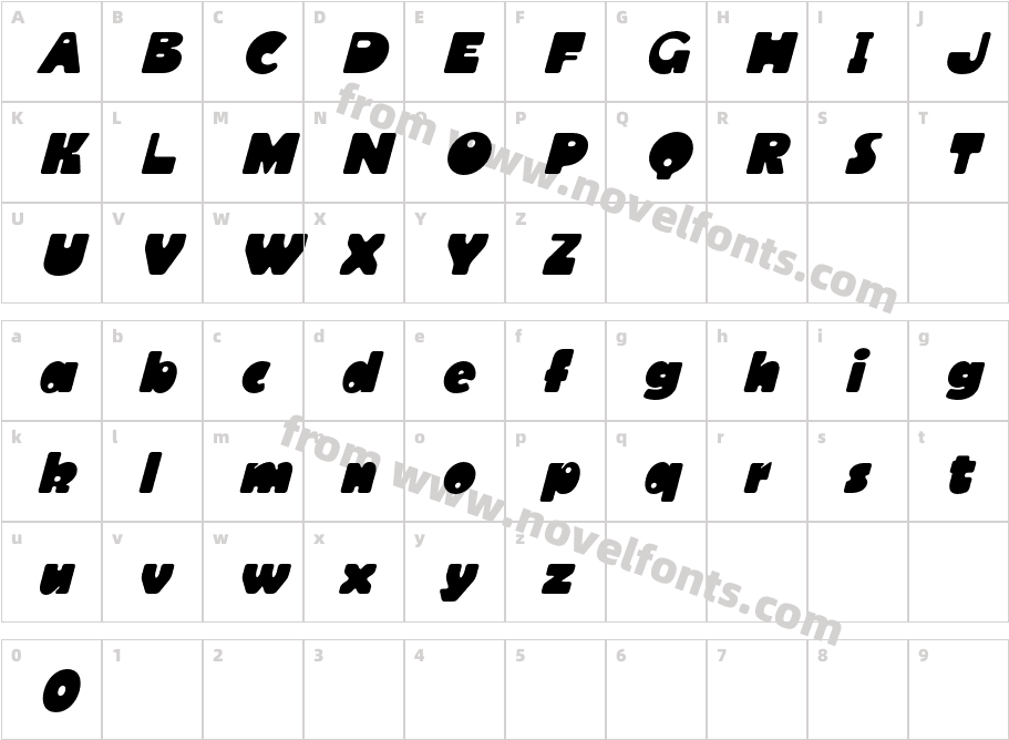 CF Bernados Demo ItalicCharacter Map