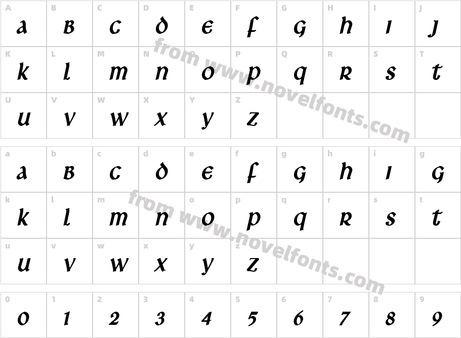 Leo Condensed BoldItalicCharacter Map