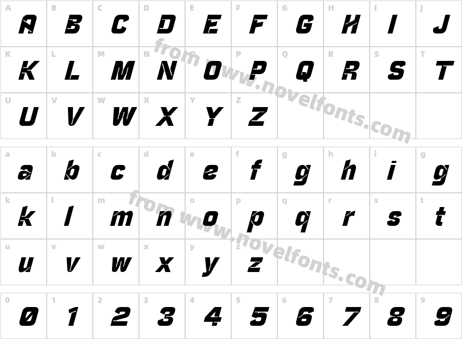 CF Notche Black ItalicCharacter Map