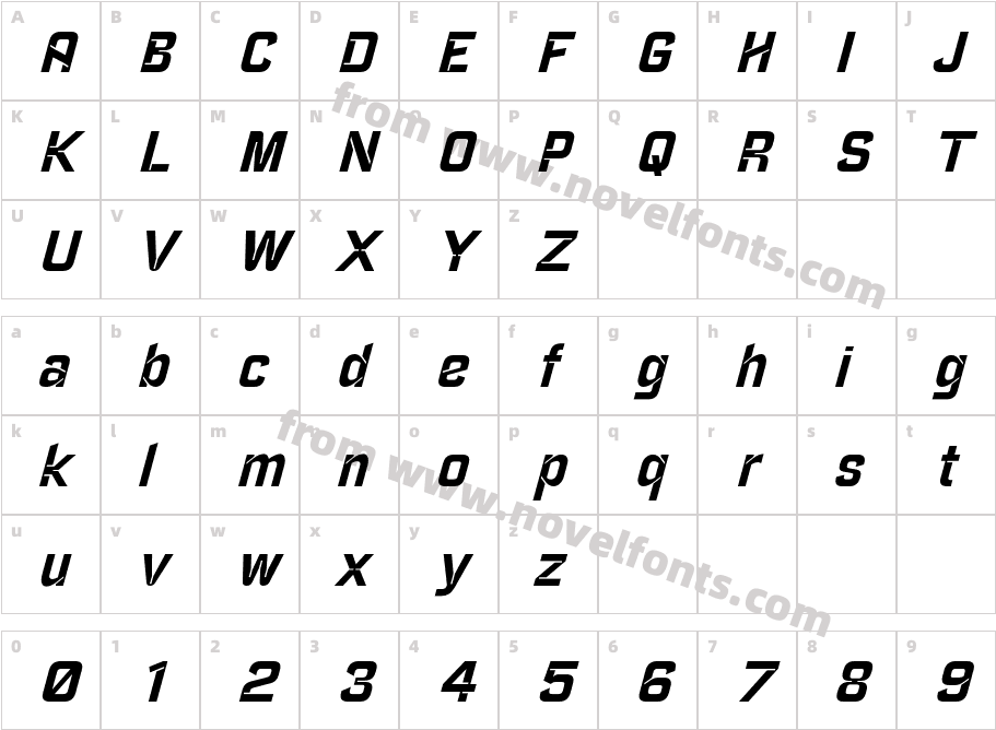 CF Notche Bold ItalicCharacter Map