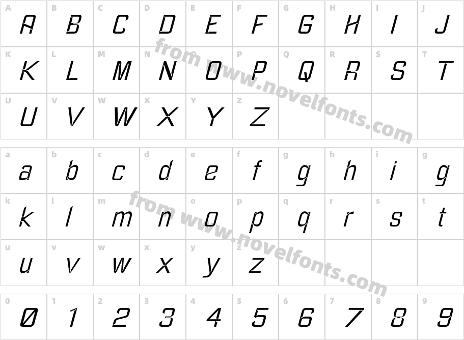 CF Notche ItalicCharacter Map