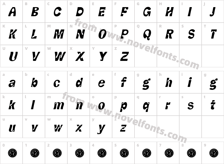 CF Numaposa Demo ItalicCharacter Map