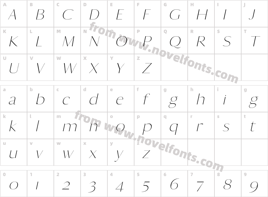 CHERRY ItalicCharacter Map