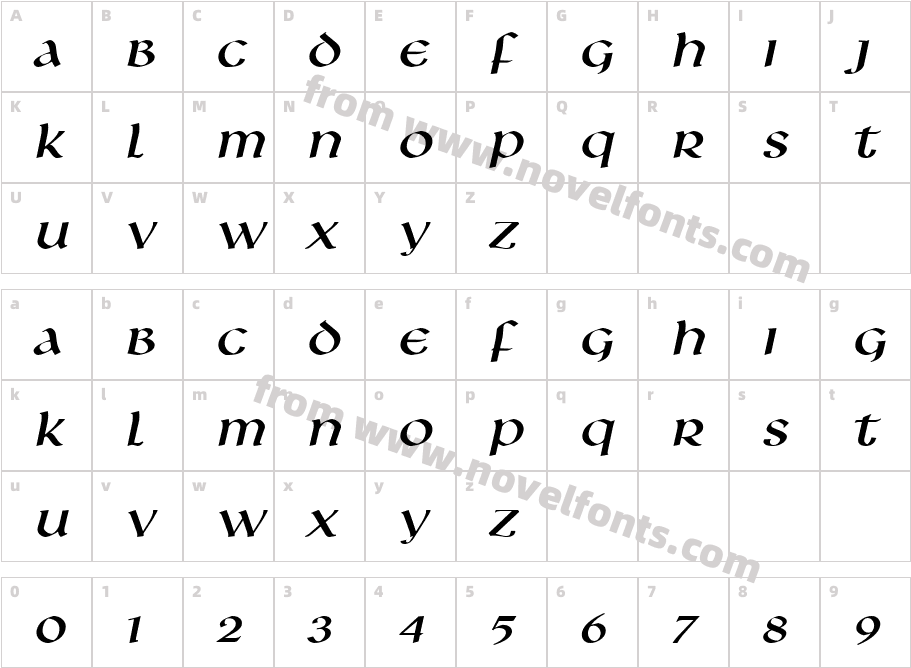 Leo Wide ItalicCharacter Map