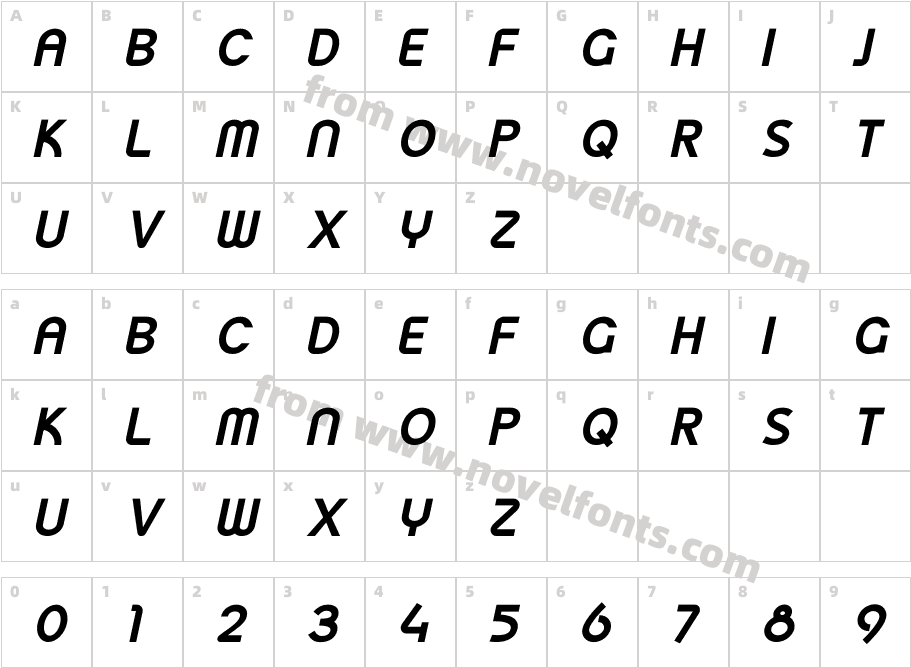 COCOTA ItalicCharacter Map