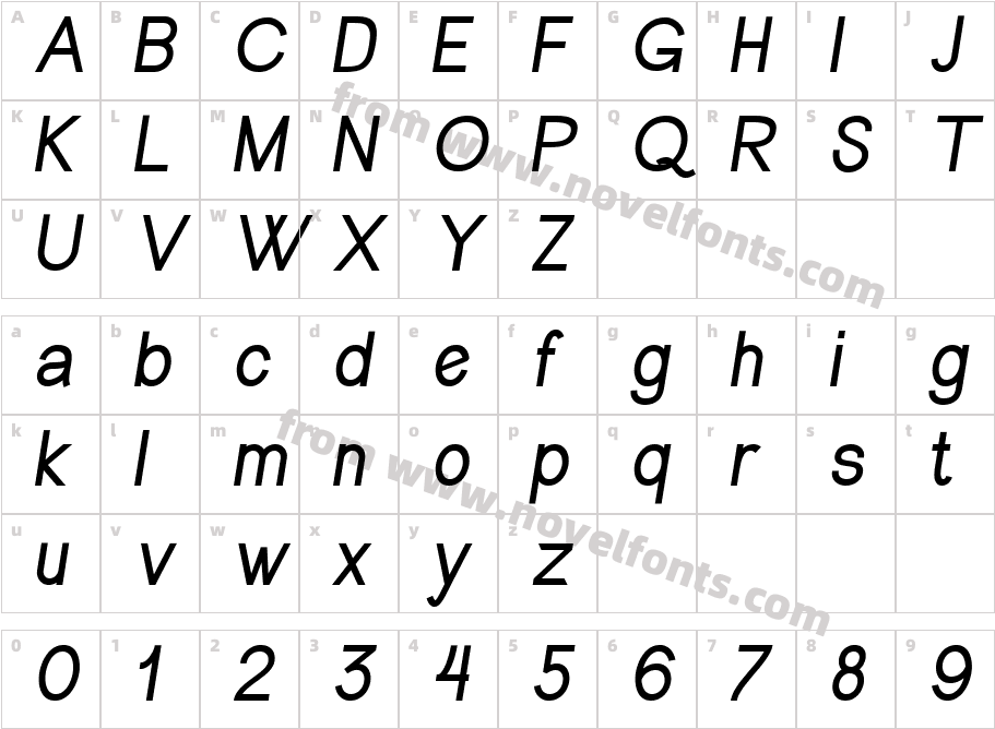 CODA LOOP Italic BoldCharacter Map