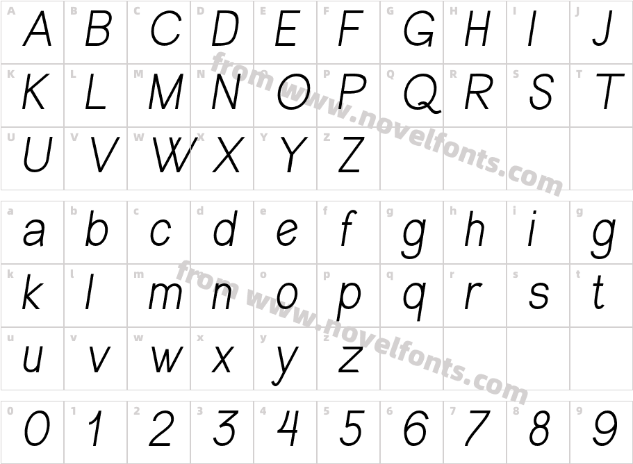 CODA LOOP ItalicCharacter Map