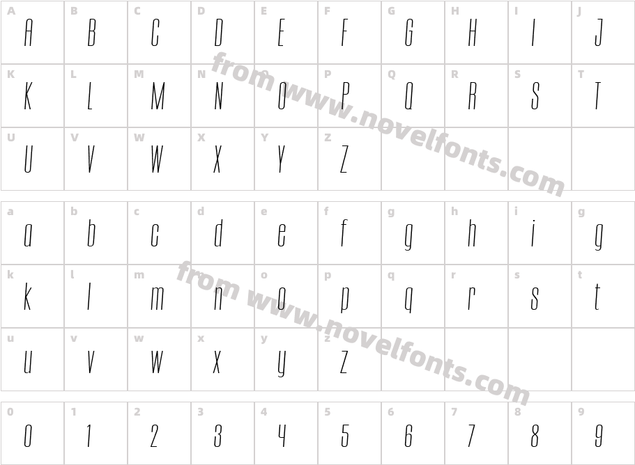 CONQUEST Light Italic ItalicCharacter Map