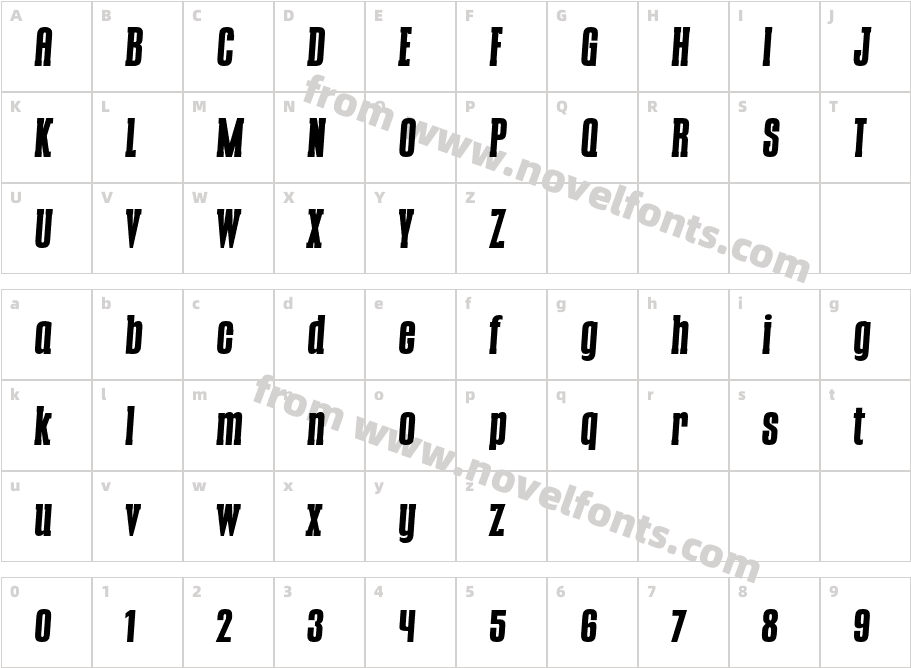CONQUEST Slab serif Bold Italic ItalicCharacter Map