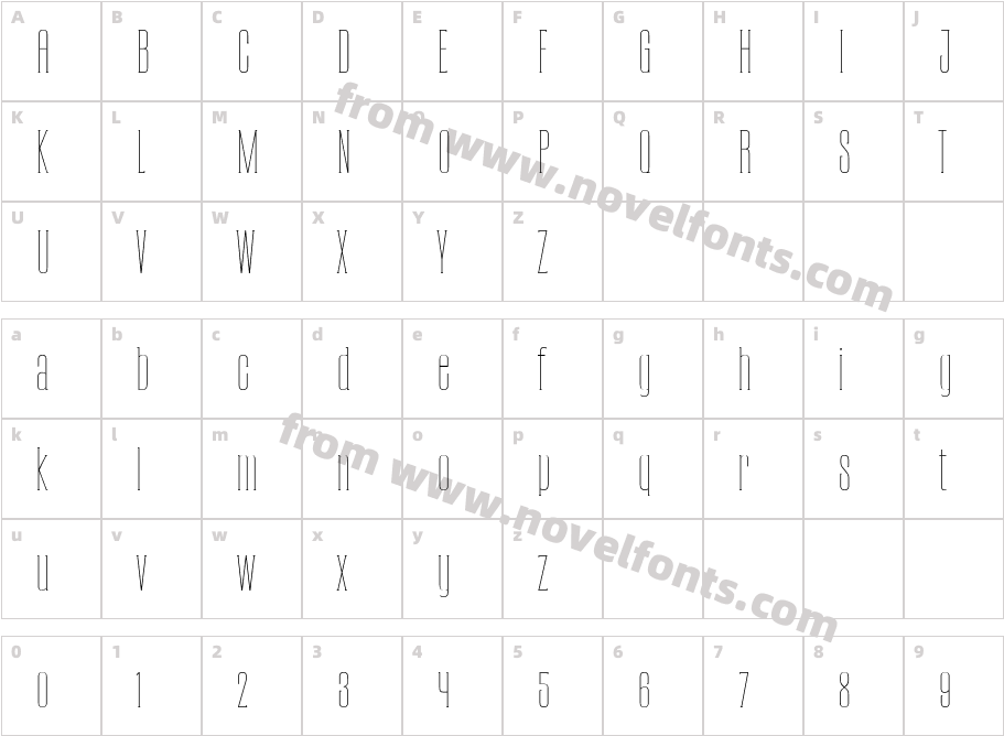 CONQUEST Slab serif ThinCharacter Map
