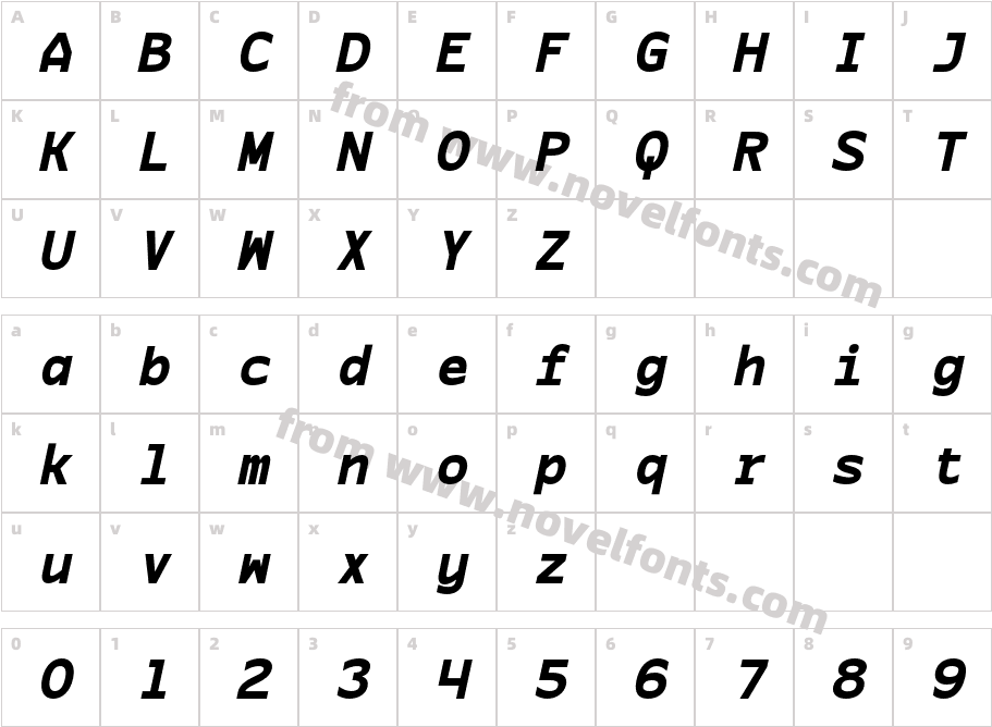 CS Gayle Mono ItalicCharacter Map