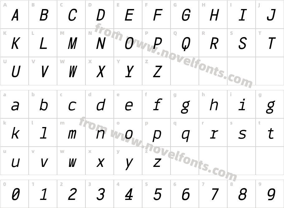 CS Genio Mono ItalicCharacter Map