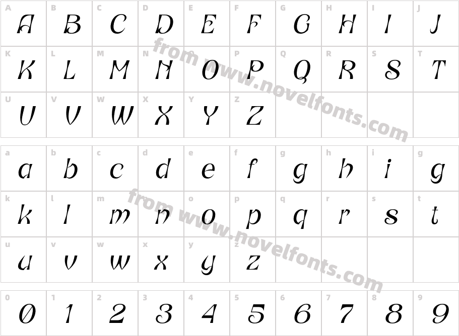 CS Gladys ItalicCharacter Map