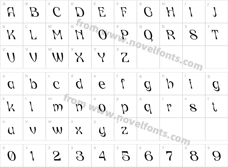 CS Gladys Reverse ItalicCharacter Map