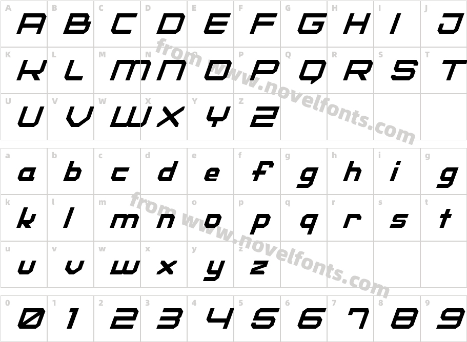 CT Noctagon ItalicCharacter Map