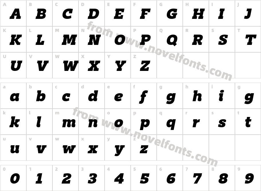 Cab Black ItalicCharacter Map