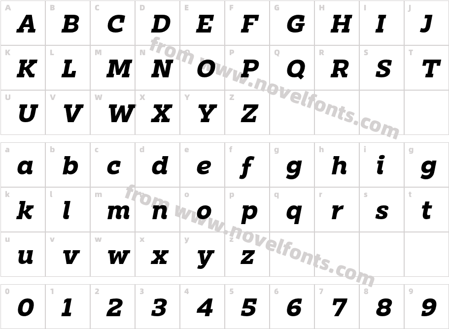 Cab Bold ItalicCharacter Map