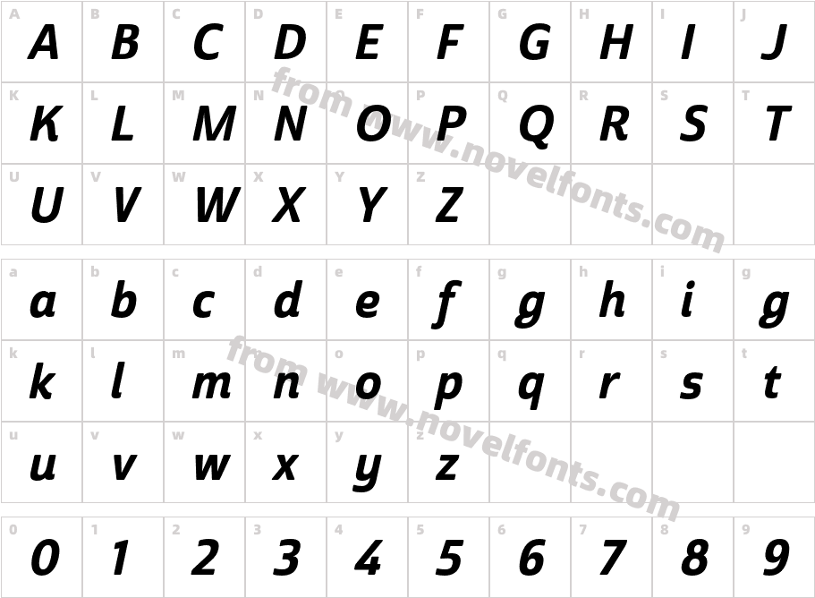 Cabrito Sans Cond Ex Bold ItalCharacter Map