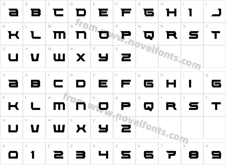 Lethal Force CondensedCharacter Map