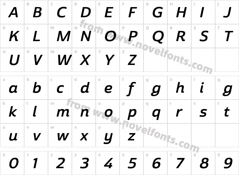 Cabrito Sans Ext Bold ItalCharacter Map