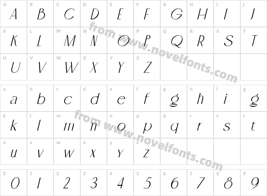 Cafgone ObliqueCharacter Map