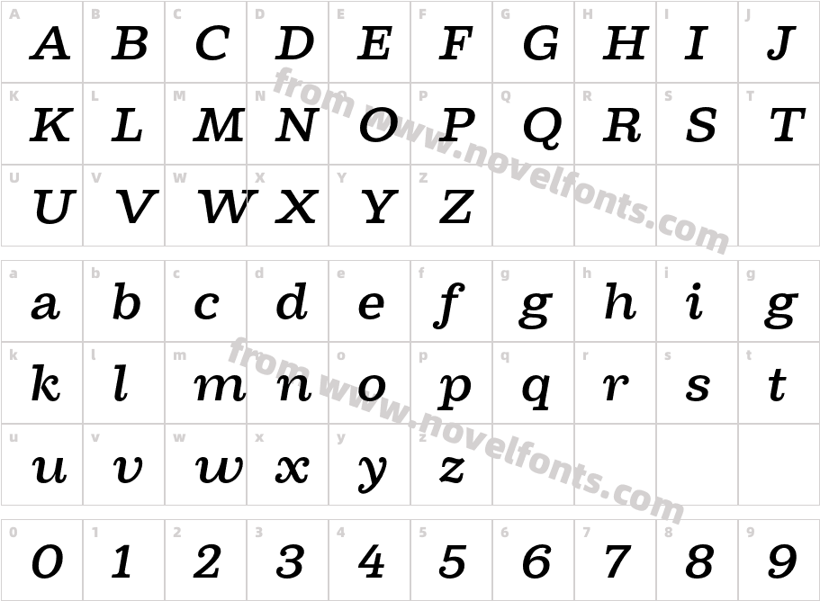 Cagney Trial Medium ItalicCharacter Map