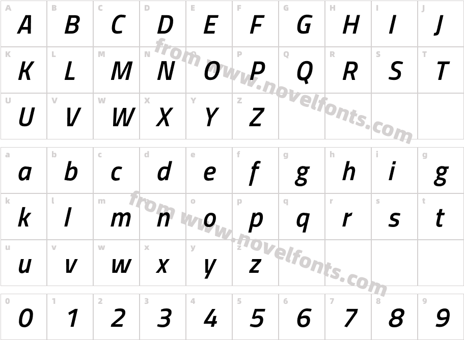 Cairo Semibold ItalicCharacter Map