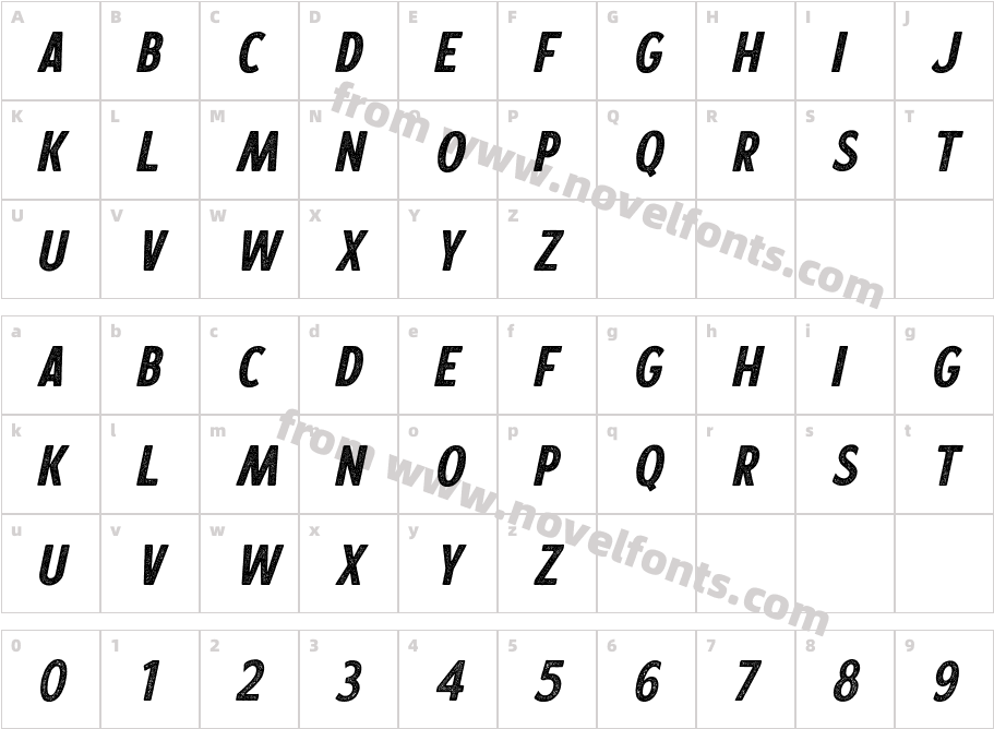 Calderock Stamp Slant StampCharacter Map