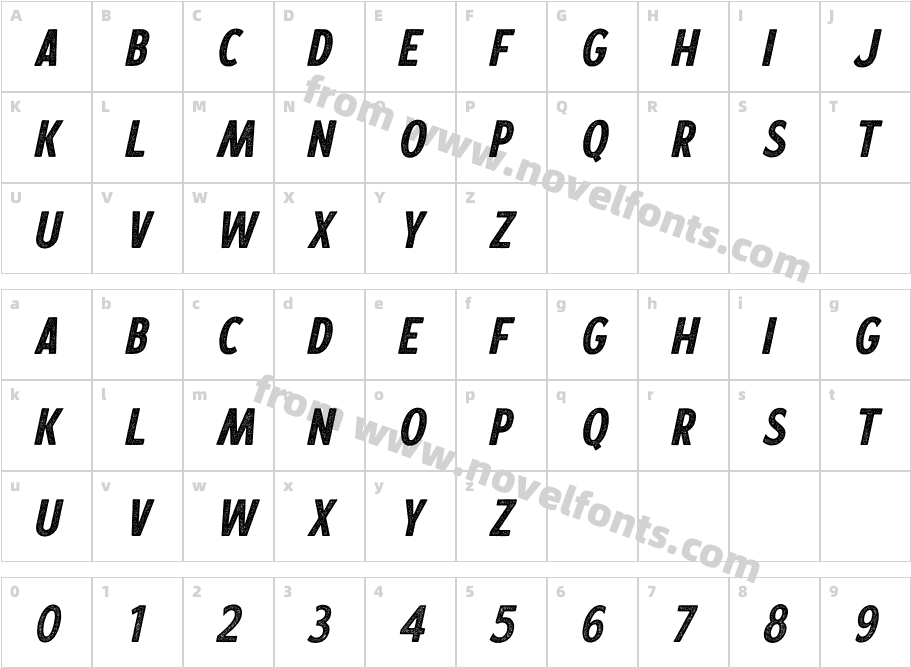 Calderock Stamp Slant StampCharacter Map
