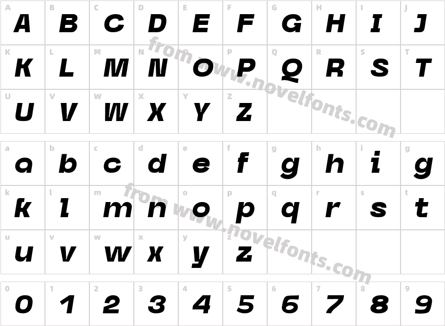 Caleb Grotesk Black ItalicCharacter Map
