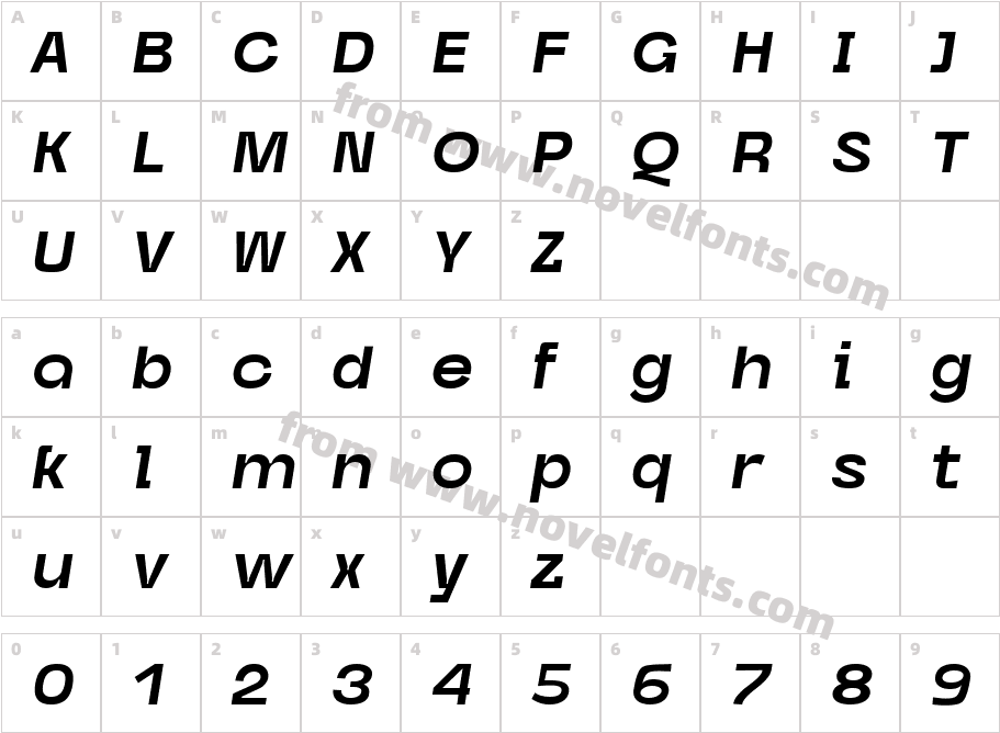 Caleb Grotesk Bold ItalicCharacter Map