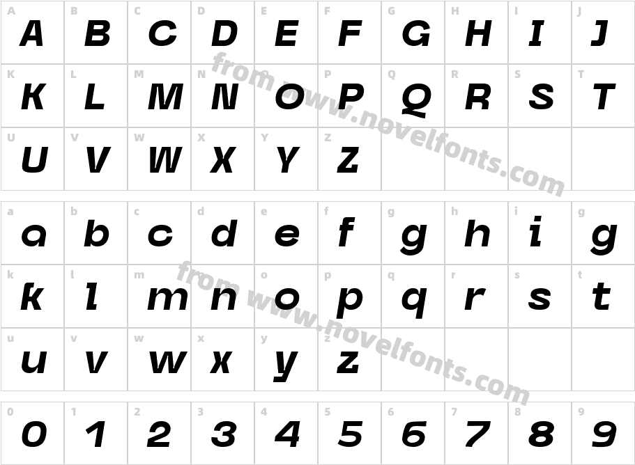 Caleb Grotesk Extra Bold ItalicCharacter Map