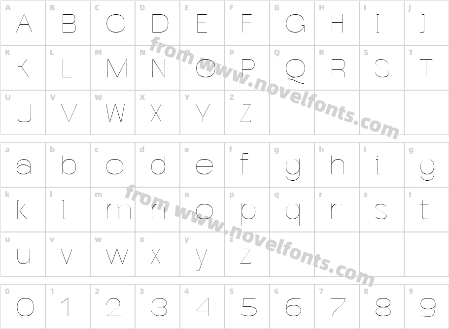 Caleb Grotesk ThinCharacter Map