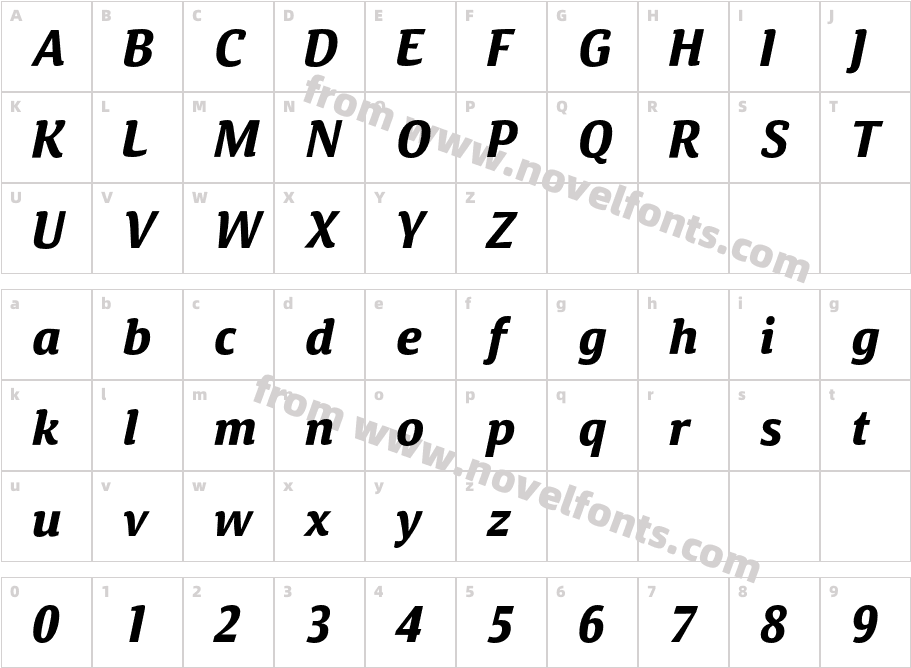 Calendula Bold ItalicCharacter Map