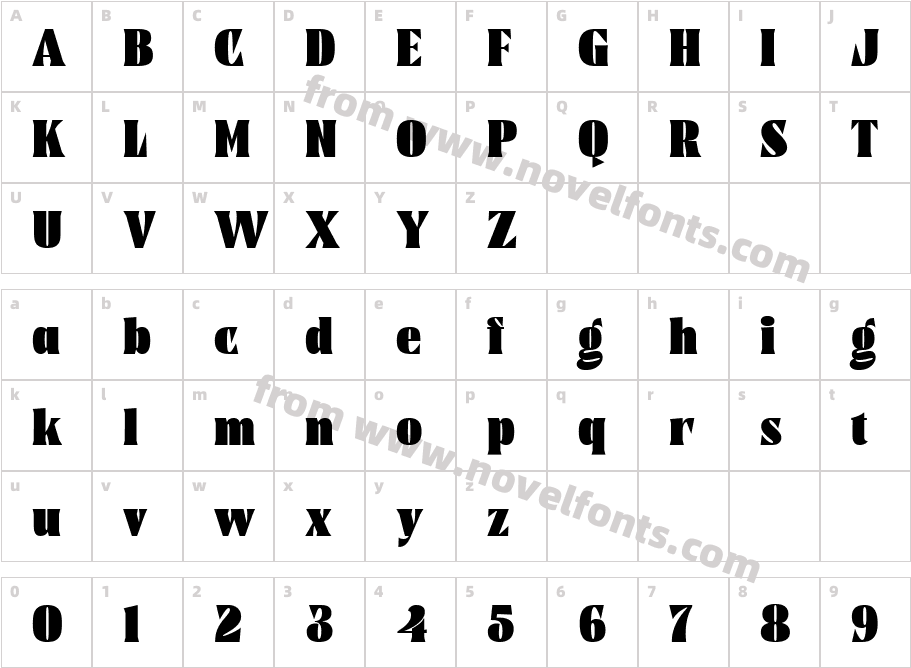Calfine RegularCharacter Map